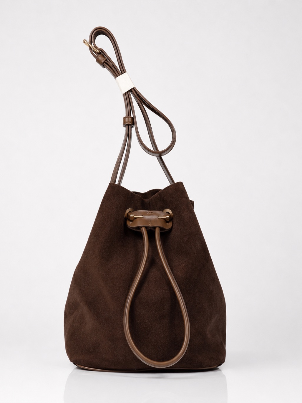 Nwot Anthropologie Classic Brown Suede Drawstring Crossbody Pouch Bag